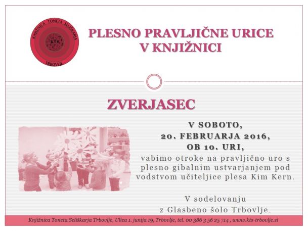KTS Trbovlje, Plesno pravljična ura, Zverjasec, 20.2.2016